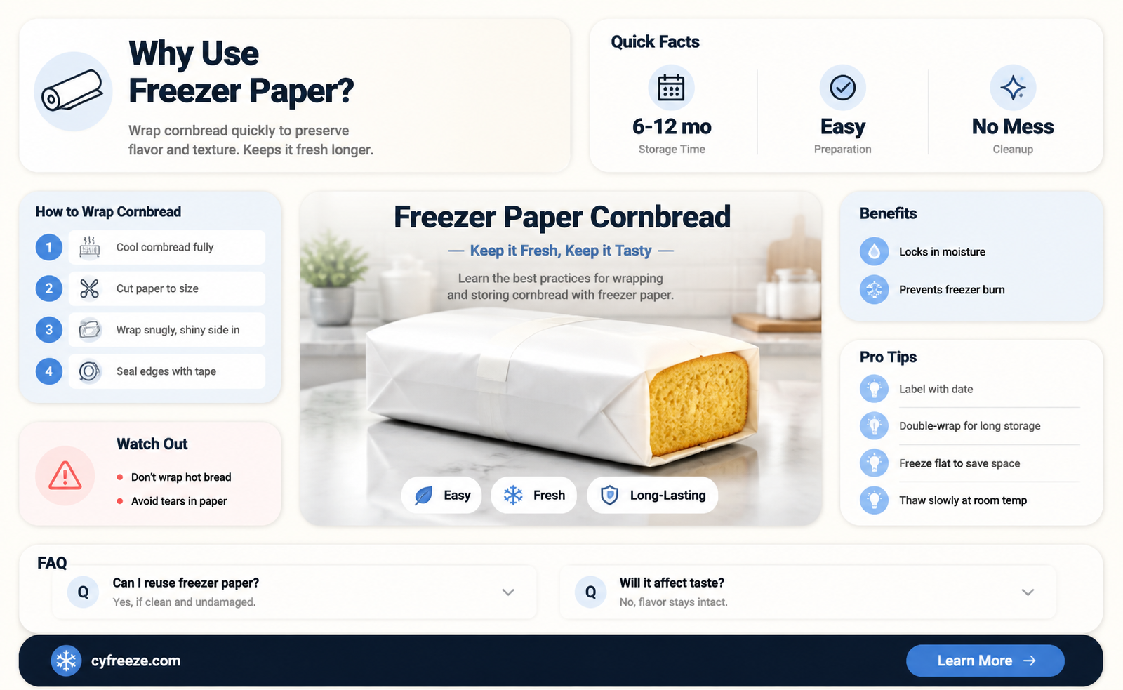 can u use freezer paper to wrap corn bread