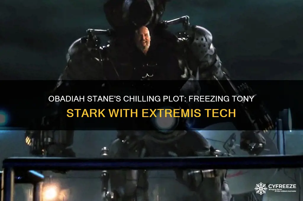 what does obadiah stane use to freeze tony stark