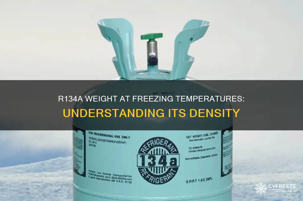 what does r134a weight at freezing temperatures