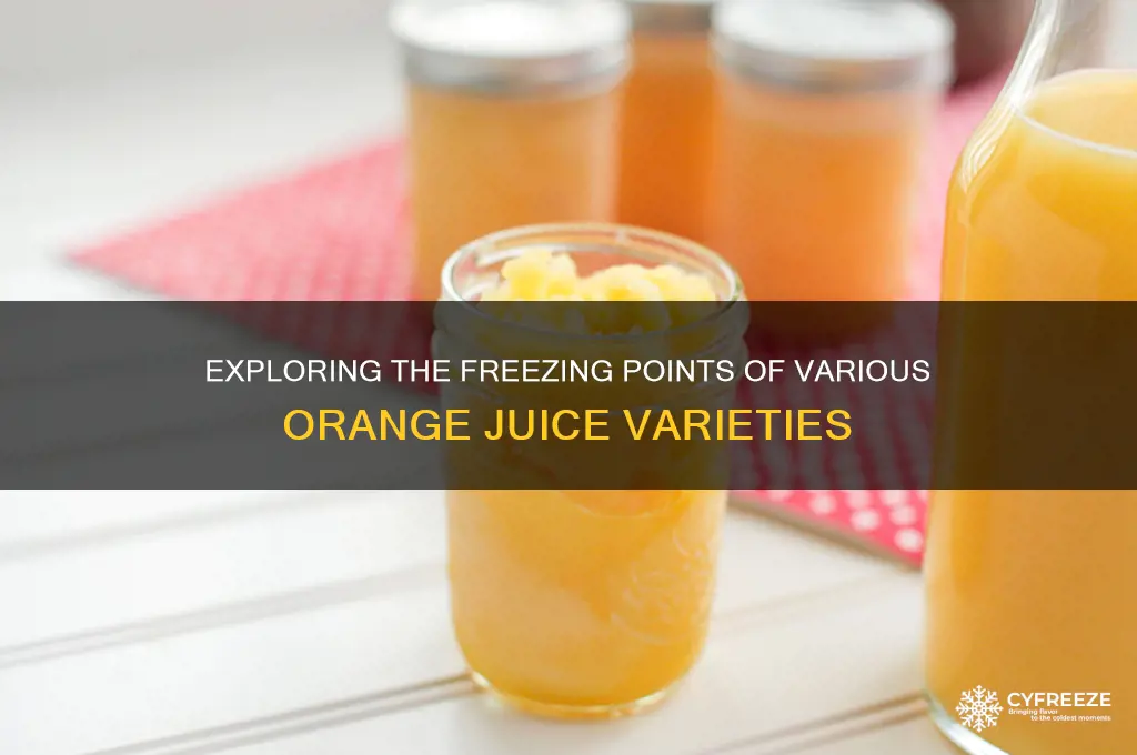 what is the freezing point of different orange juice