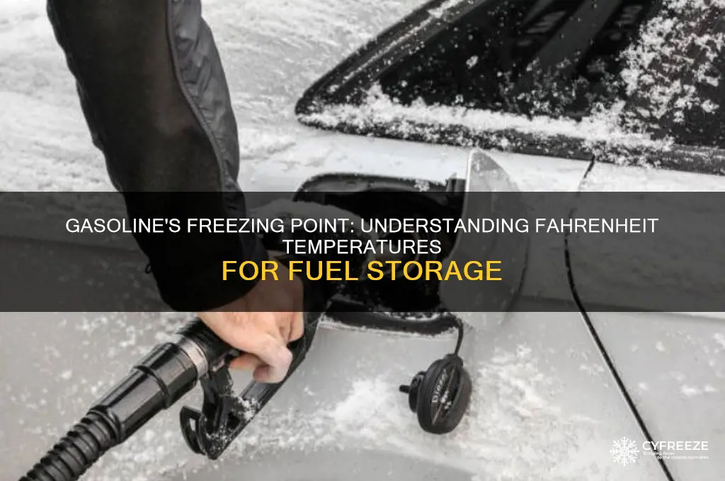 what is the freezing point of gasoline in fahrenheit