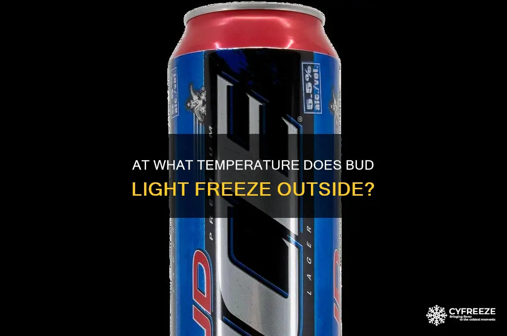 what outside temperature does bud light freeze