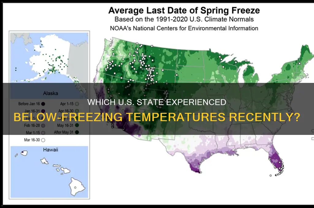 what state had temperatures below freezing