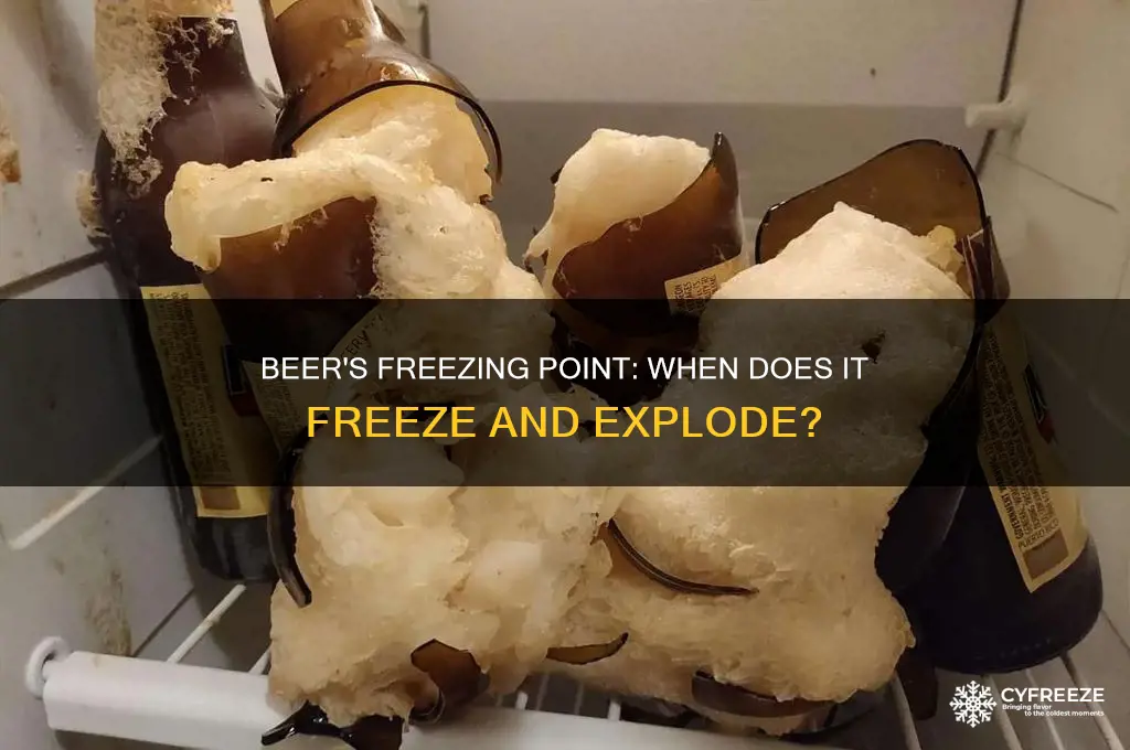 what temperature does beer freeze and explode
