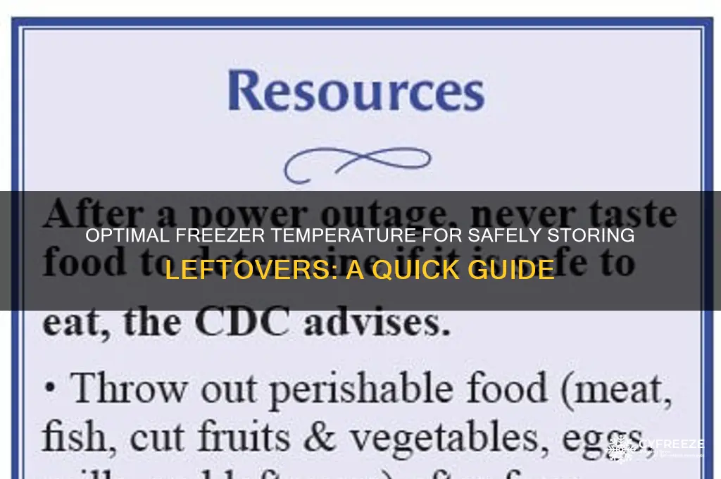 what temperature should leftovers be kept in the freezer