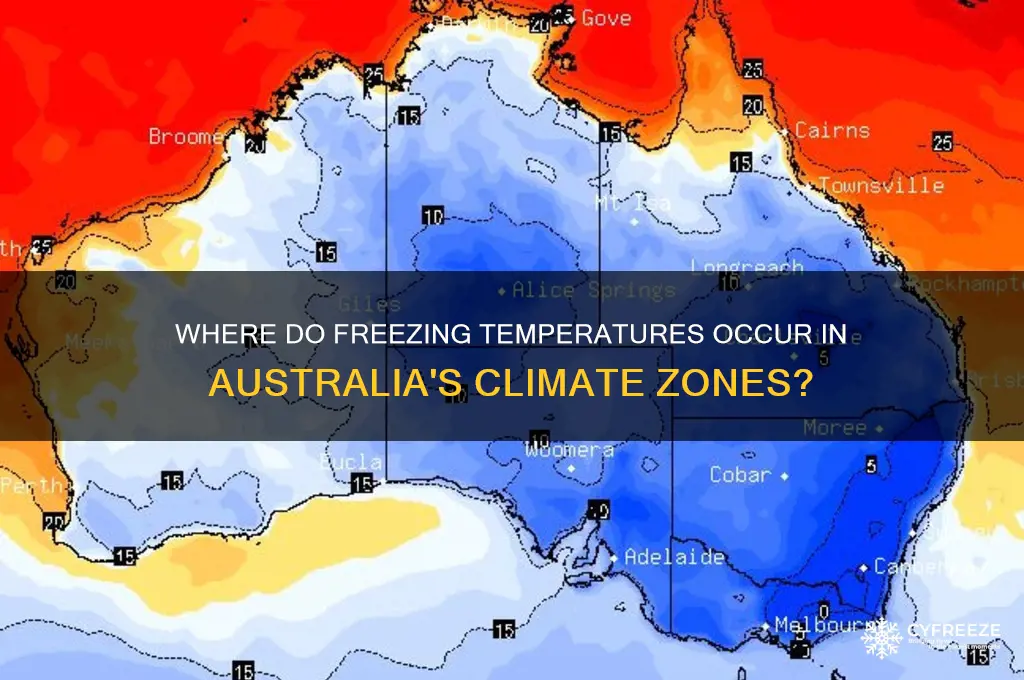 where do freezing temperatures occuremperatures in australia