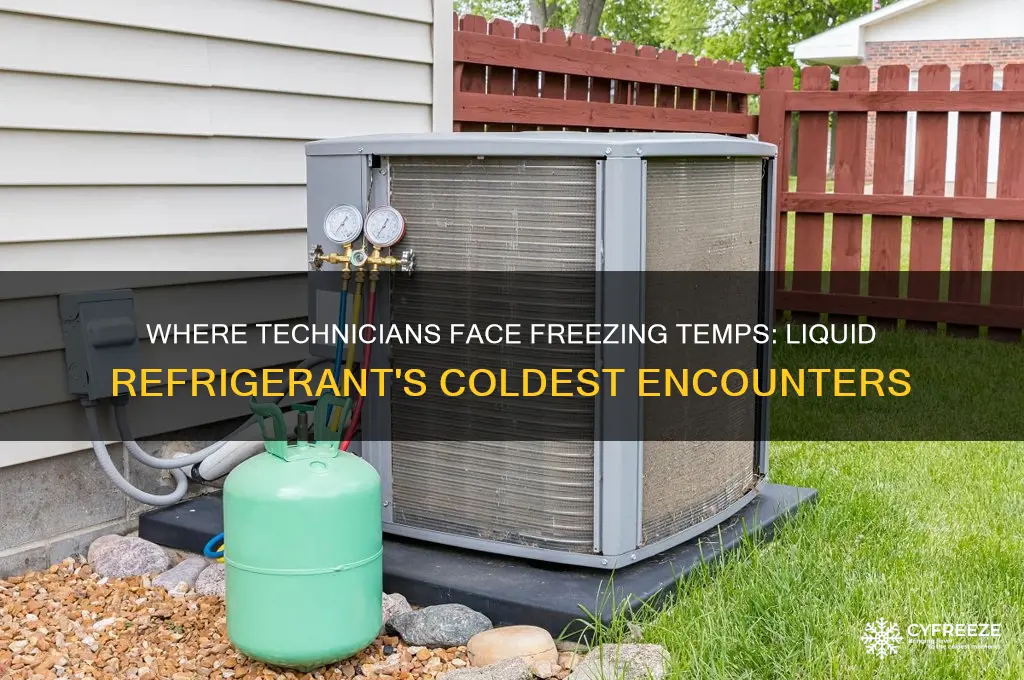 where would a technician encounter freezing temperatures with liquid refrigerant