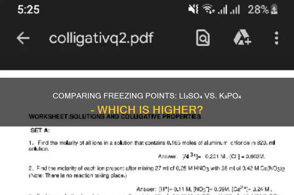 which has a higher freezing point li2so4 or k3po4