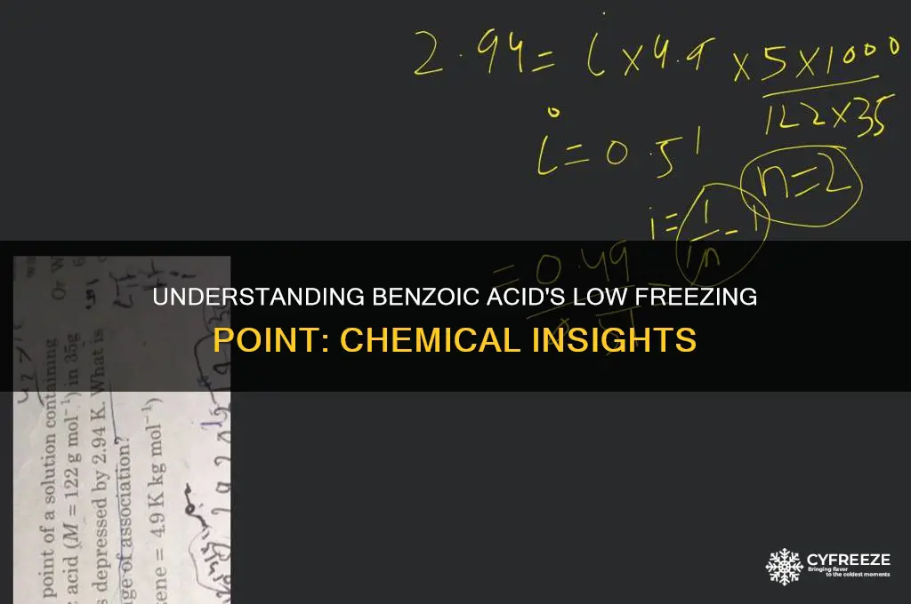 why does benzoic acid have a low freezing point