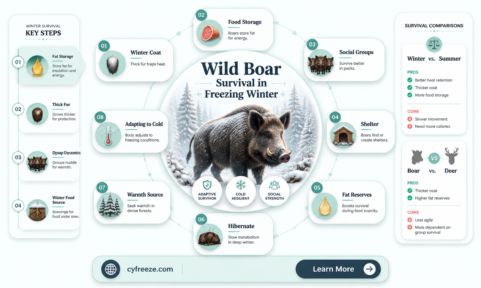 can wild boar survive freezing temperatures